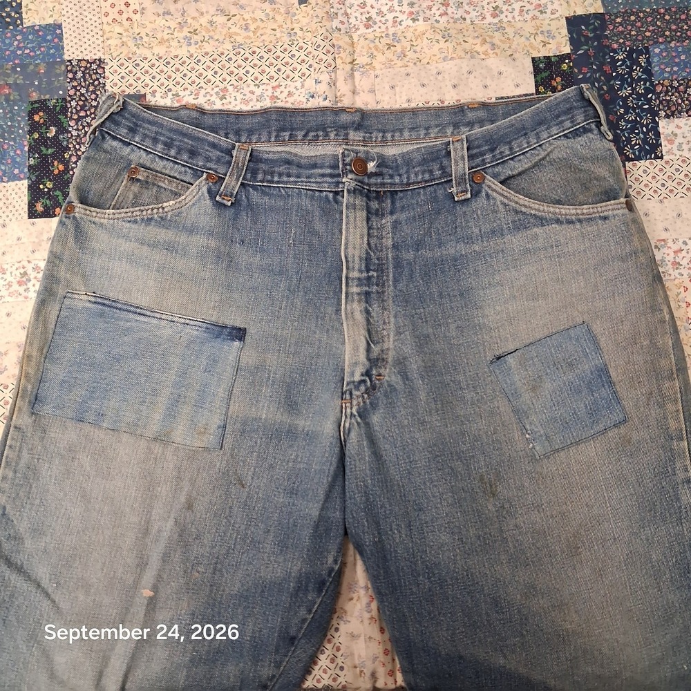 True Vintage 70s JCPenney Ranchcraft Denim Jeans Talon 42 Mens 36x30 Distressed